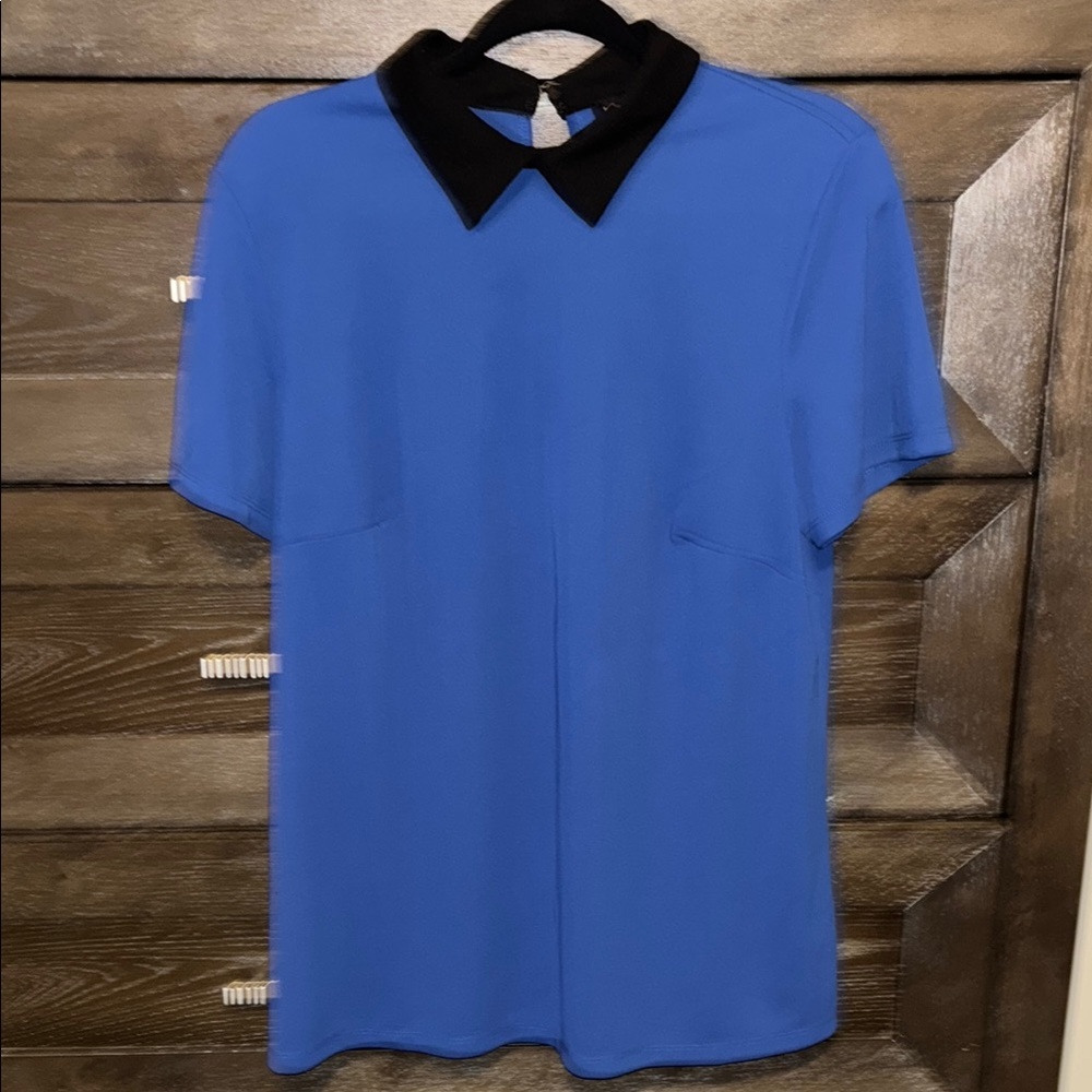 Eloquii Blue and Black Polo Shirt with Modern Design